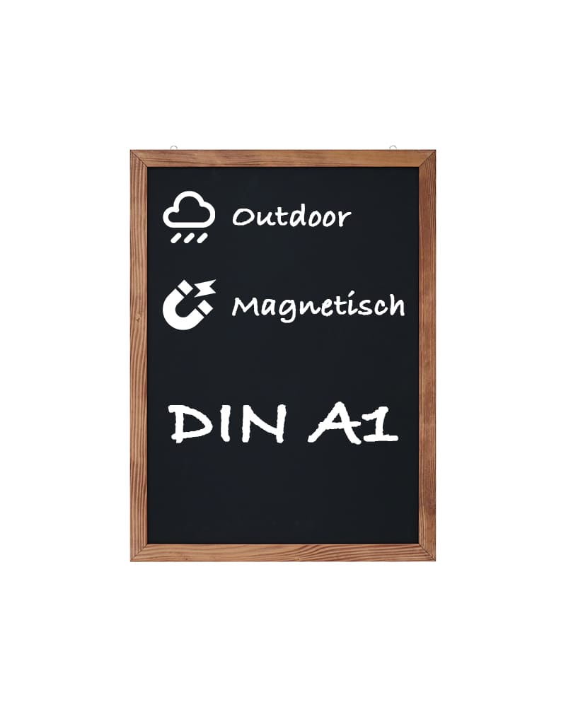 Wandkreidetafel mit Holzrahmen magnetisch DIN A1 Dunkelbraun
