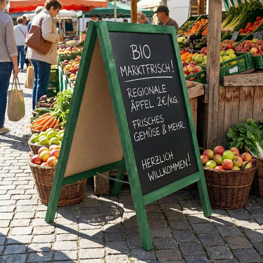 Holz Kreidetafel-Aufsteller, 60x100cm, Grün, Indoor
