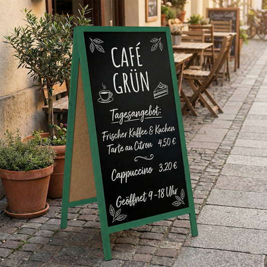 Holz Kreidetafel-Aufsteller, 172x60cm, Grün, Indoor
