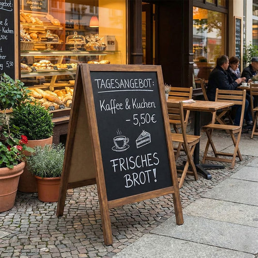 Holz Kreidetafel-Aufsteller, 60x100cm, Dunkelbraun, Indoor