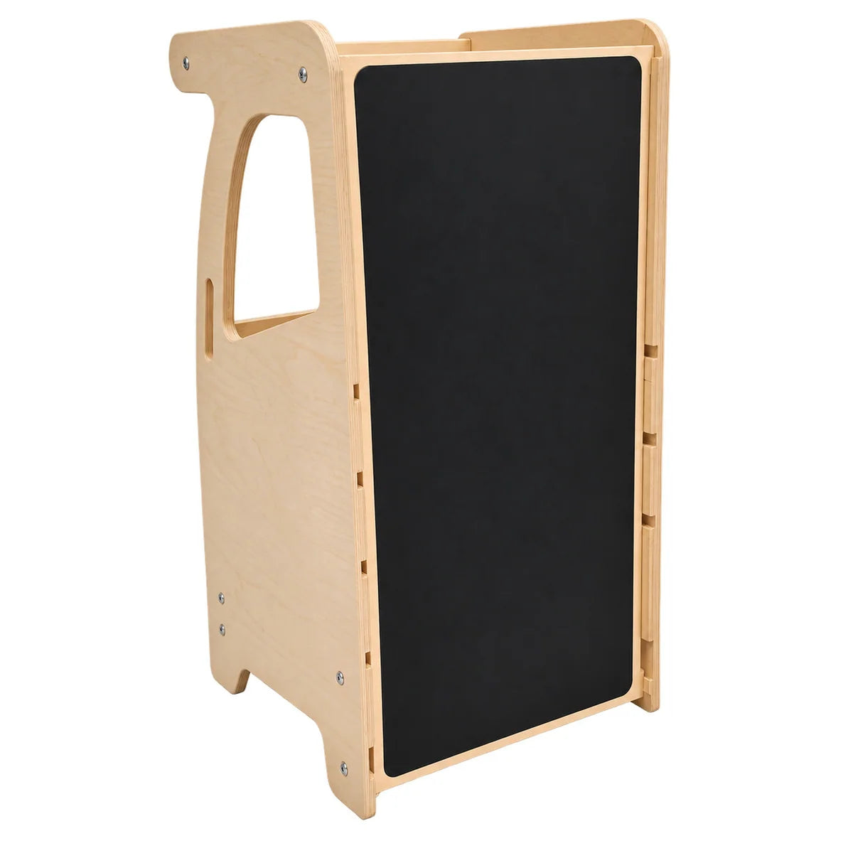 4-in-1 Kinder-Kreidetafel aus Holz mit Lernturm, Rutsche & Tisch