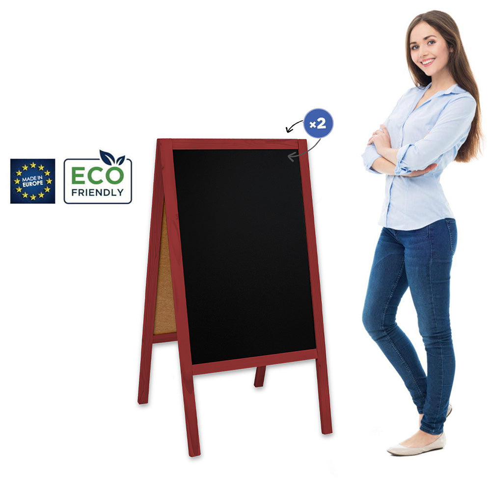 Holz Kreidetafel-Aufsteller, 61x118cmcm, Rot, Indoor