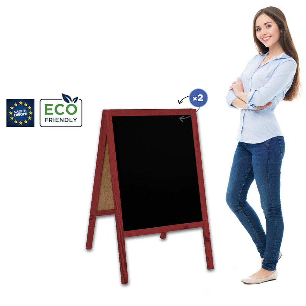 Holz Kreidetafel-Aufsteller, 60x100cm, Rot, Indoor