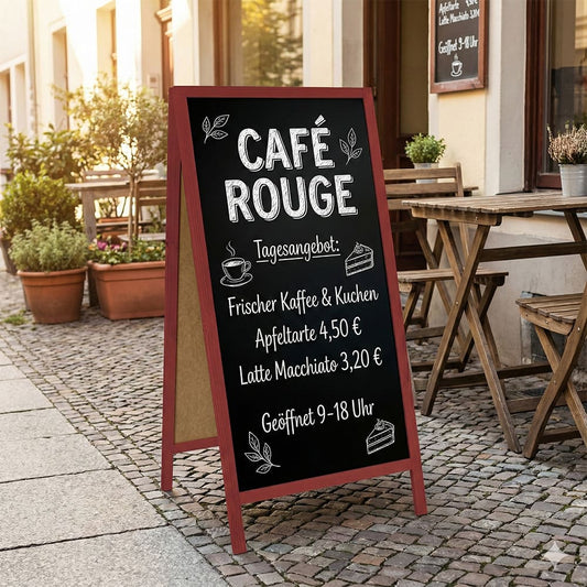 Holz Kreidetafel-Aufsteller, 172x60cm, Rot, Indoor