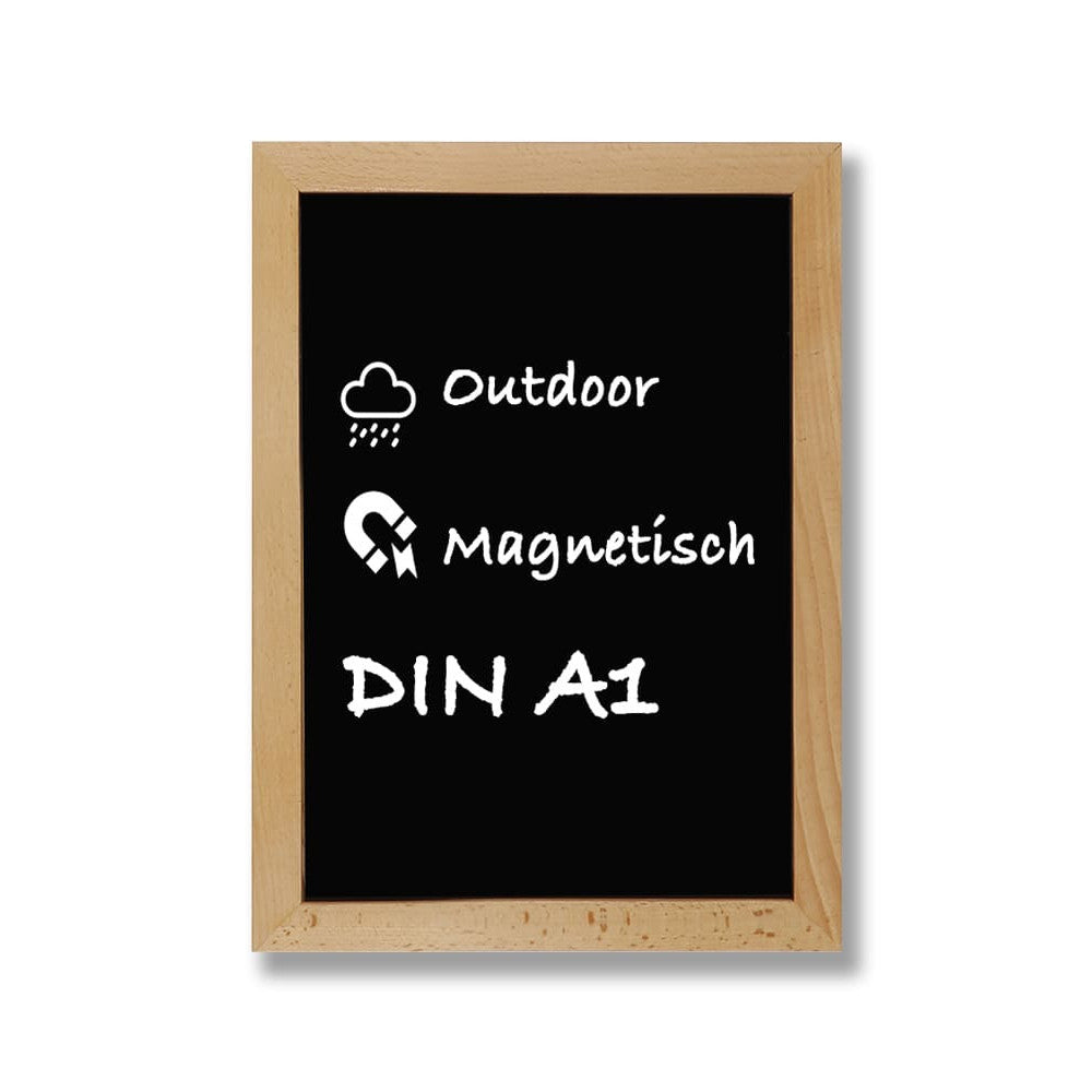 A1 Wandkreidetafel magnetisch mit Buchenholz Rahmen Natur