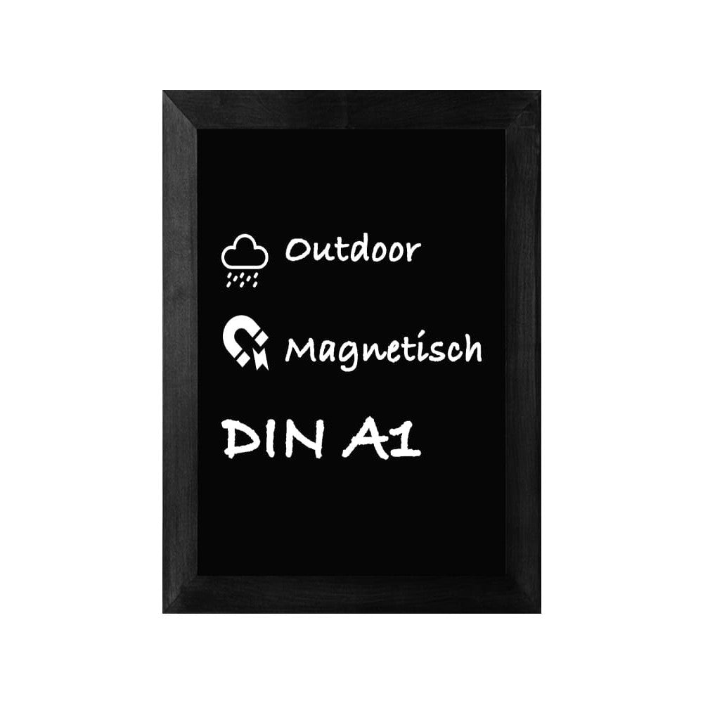 A1 Wandkreidetafel magnetisch mit Buchenholz Rahmen schwarz