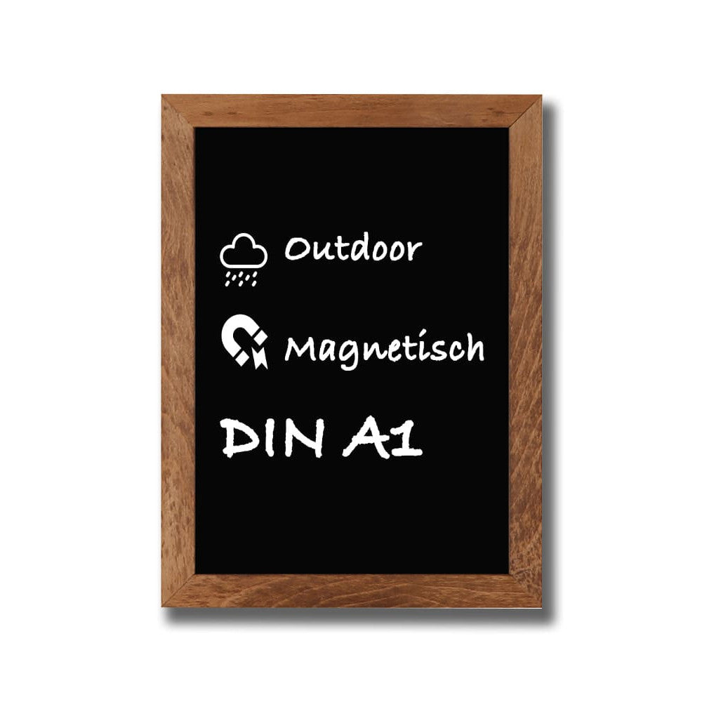 A1 Wandkreidetafel mit Buchenholz Rahmen dunkelbraun