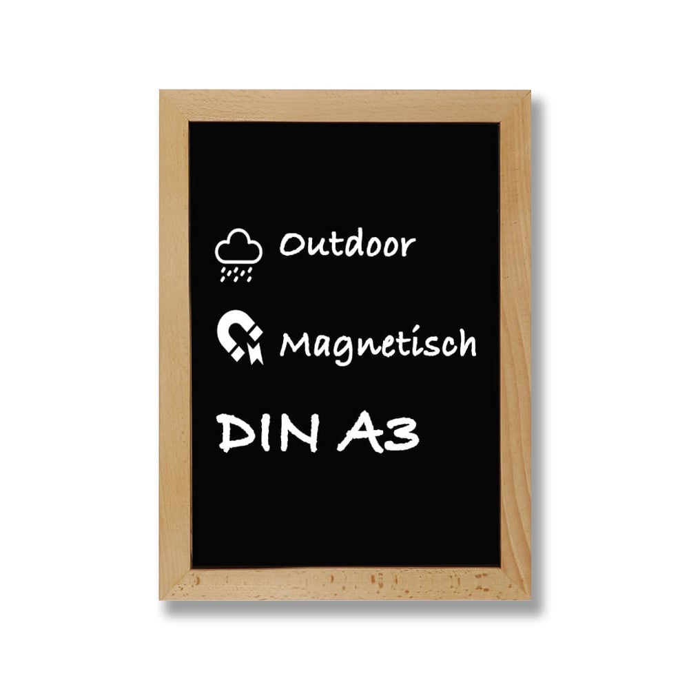 A3 Wandkreidetafel magnetisch mit Buchenholz Rahmen Natur