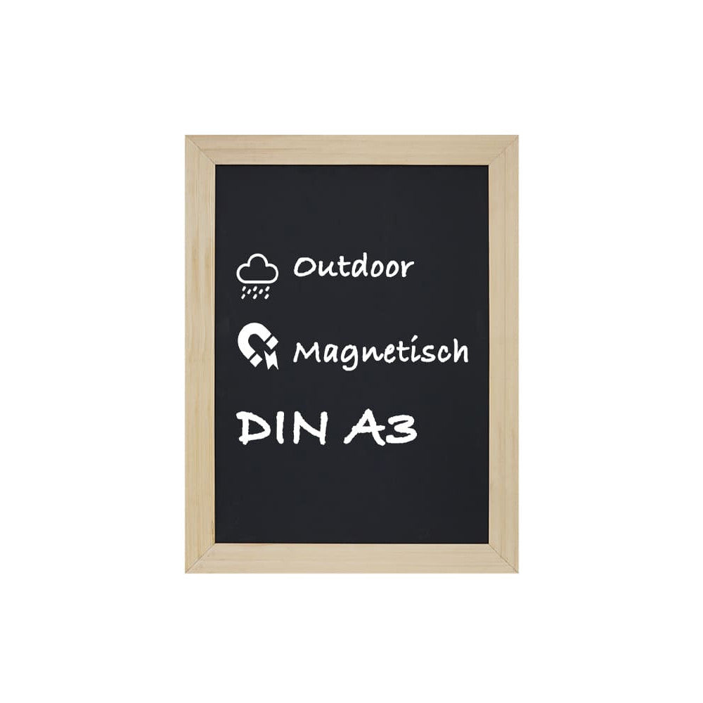 A3 Wandkreidetafel magnetisch mit hellem Holzrahmen