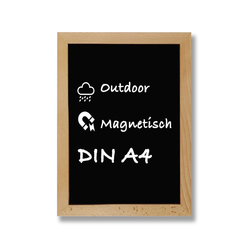 A4 Wandkreidetafel magnetisch mit Buchenholz Rahmen Natur