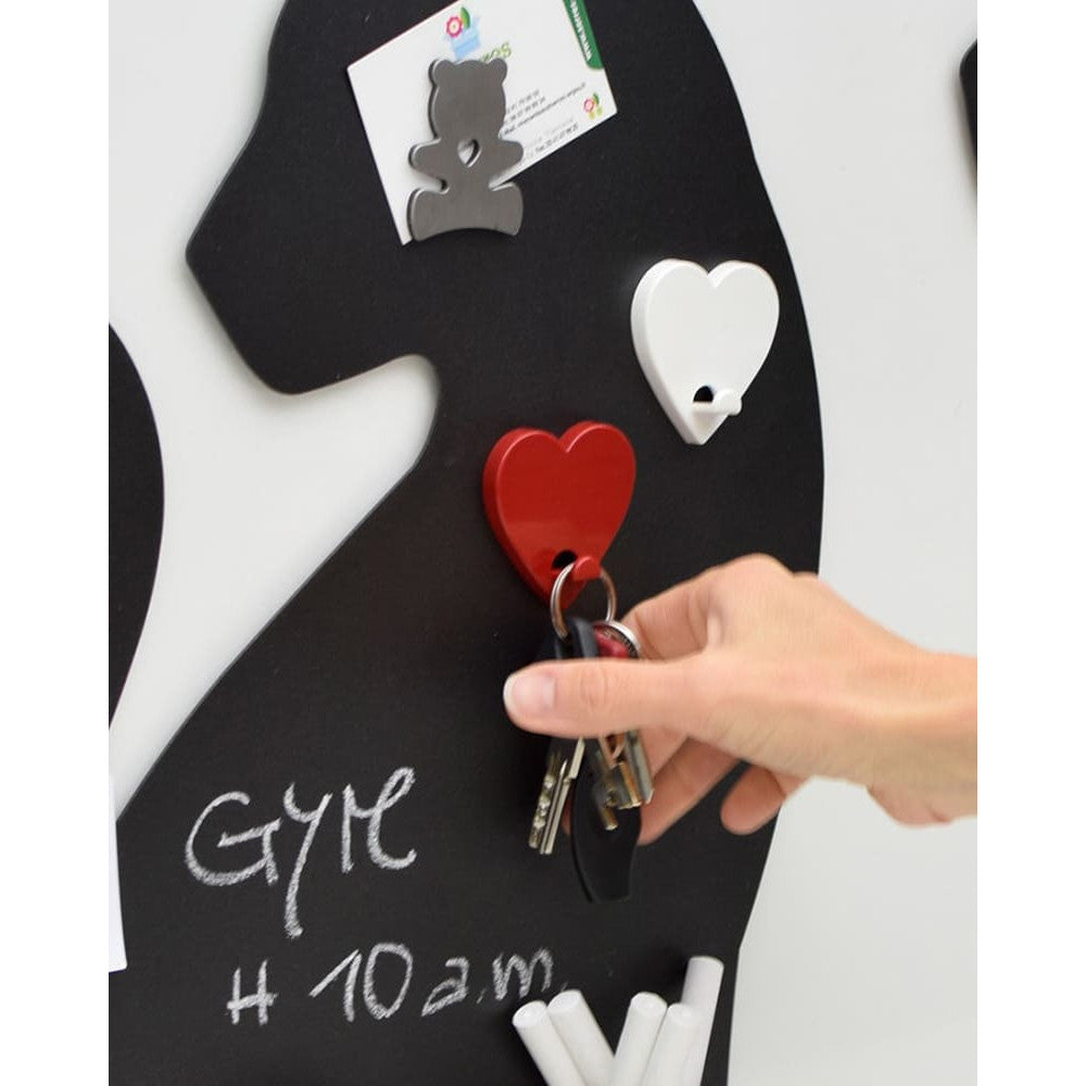 Aufhängehacken magnetisch Herzform rot als Schlüsselanhänger für Magnettafel