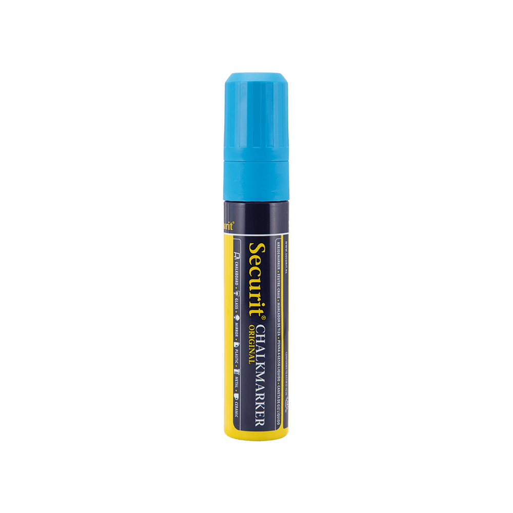 blauer Kreidemarker 7-15mm Securit für das Beschriften von Kreidetafeln, dicker Kreidestift in Blau von der Marke Securit