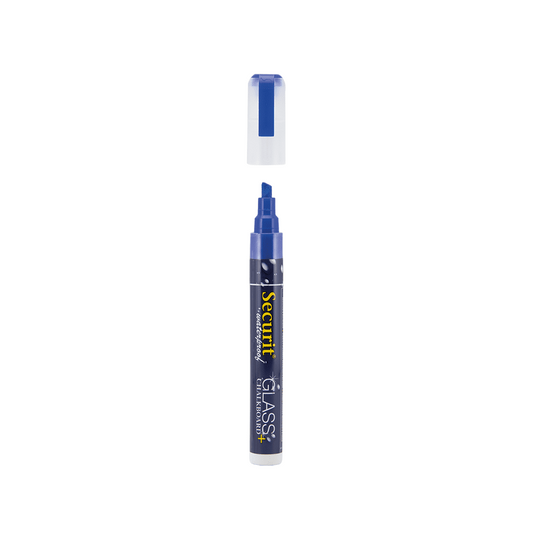blauer Kreidemarker wasserfest Securit mit 2-6mm Kreidespitze, Securit Kreidemarker wasserfest in Blau für die Beschriftung von Kreidetafeln und Wandtafeln