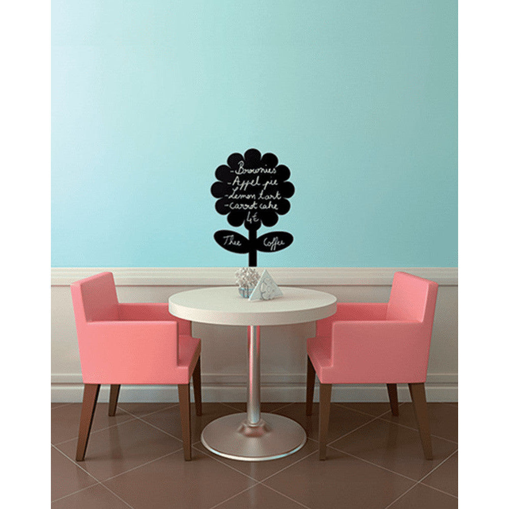 Blumen Kreidetafel Silhouette Securit montiert an der Wand in der Küche