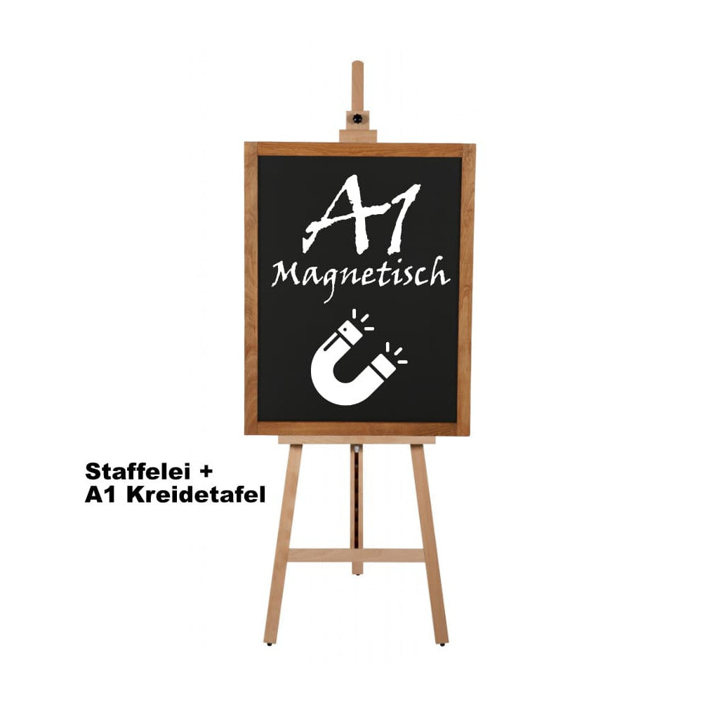Buchenholz Staffelei-Set ART Easel inkl. magnetischer A1 Kreidetafel günstig online bestellbar