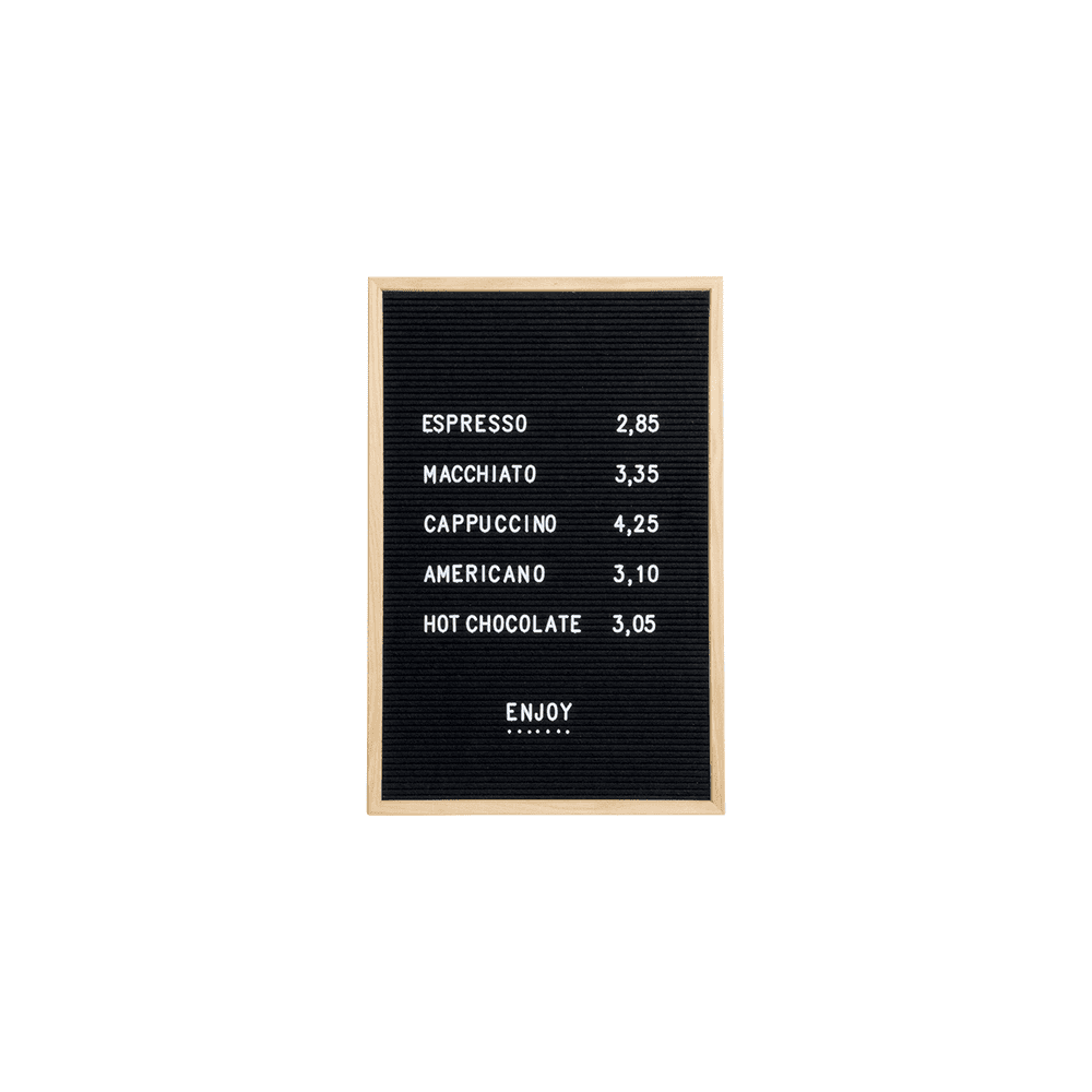 Buchstaben Kindertafel mit Holzrahmen und Buchstaben und Zahlen, Securit Letterboard Buchstaben Kreidetafel