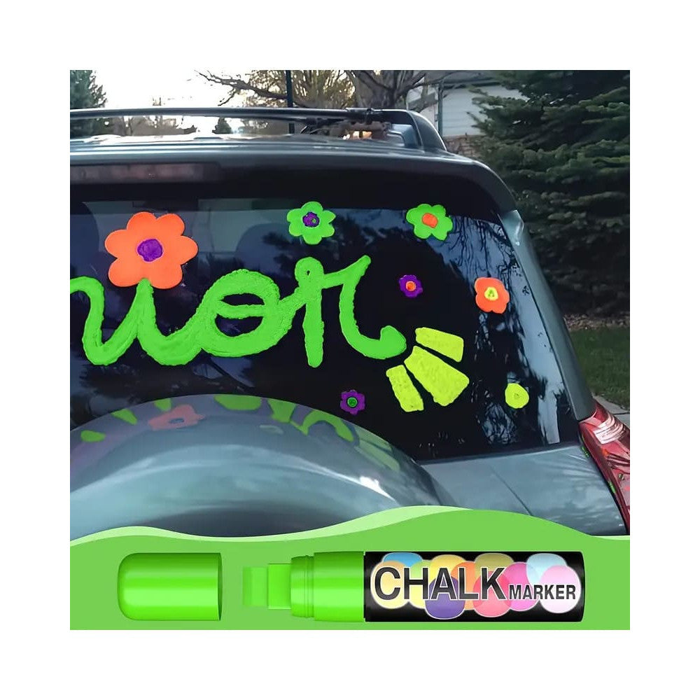 CHALKmarker Anwendung auf Autoscheibe