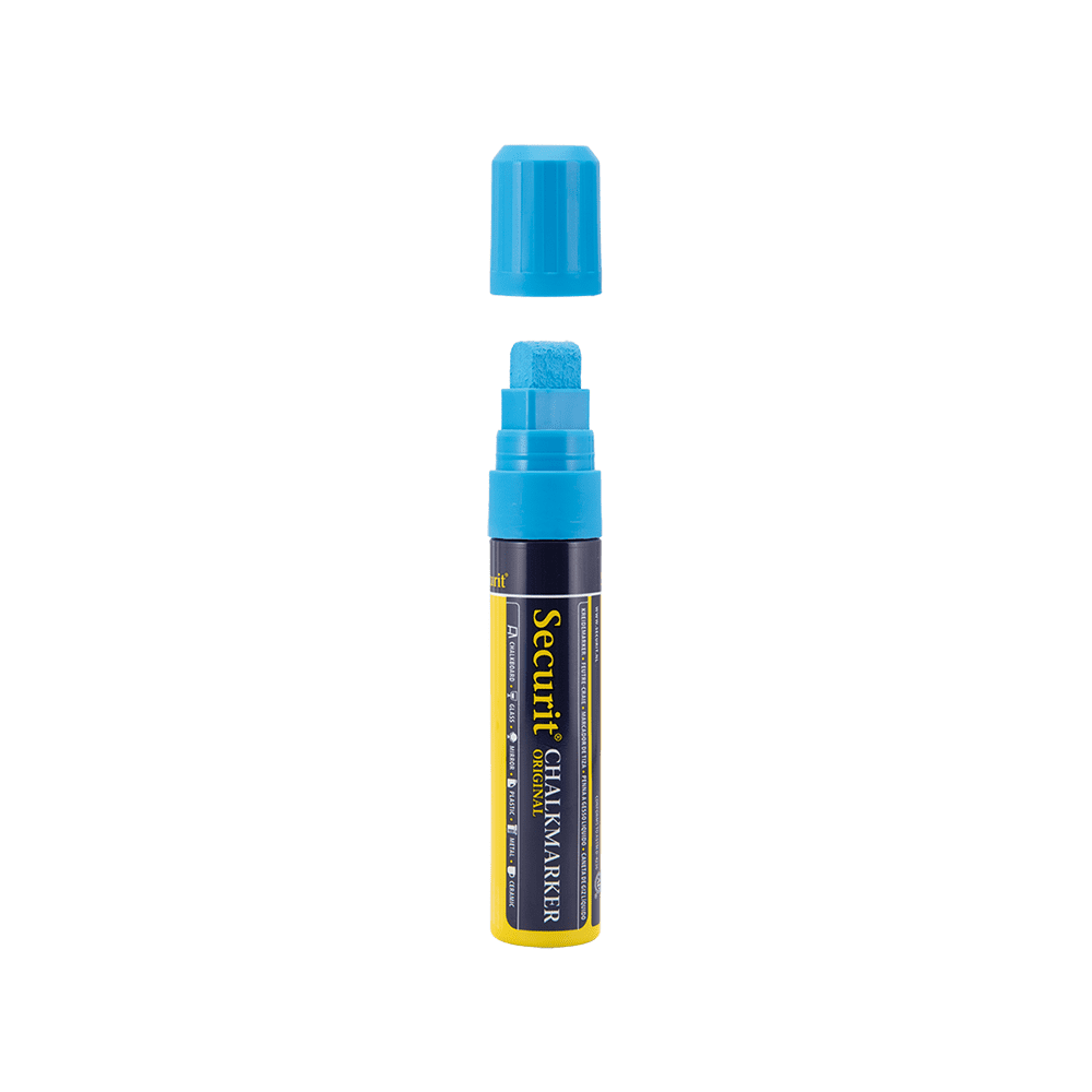 dicker Kreidemarker blau Securit, Kreidestift in blau für Kreidetafeln Glas und Boardmarker