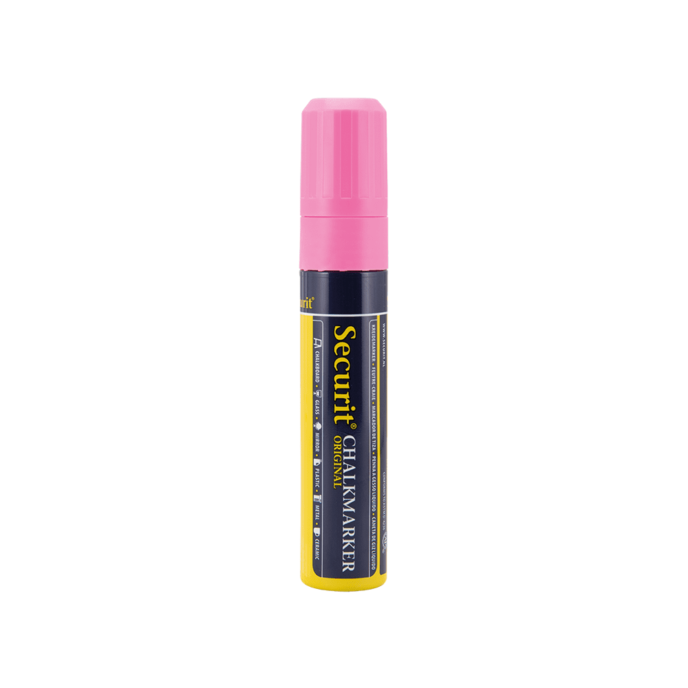 dicker Kreidemarker pink mit 7-15mm Strichbreite vond er Marke Securit, Pinker Kreidemarker Kreidestift für Beschriftung von Kundenstopper Kreidetafel