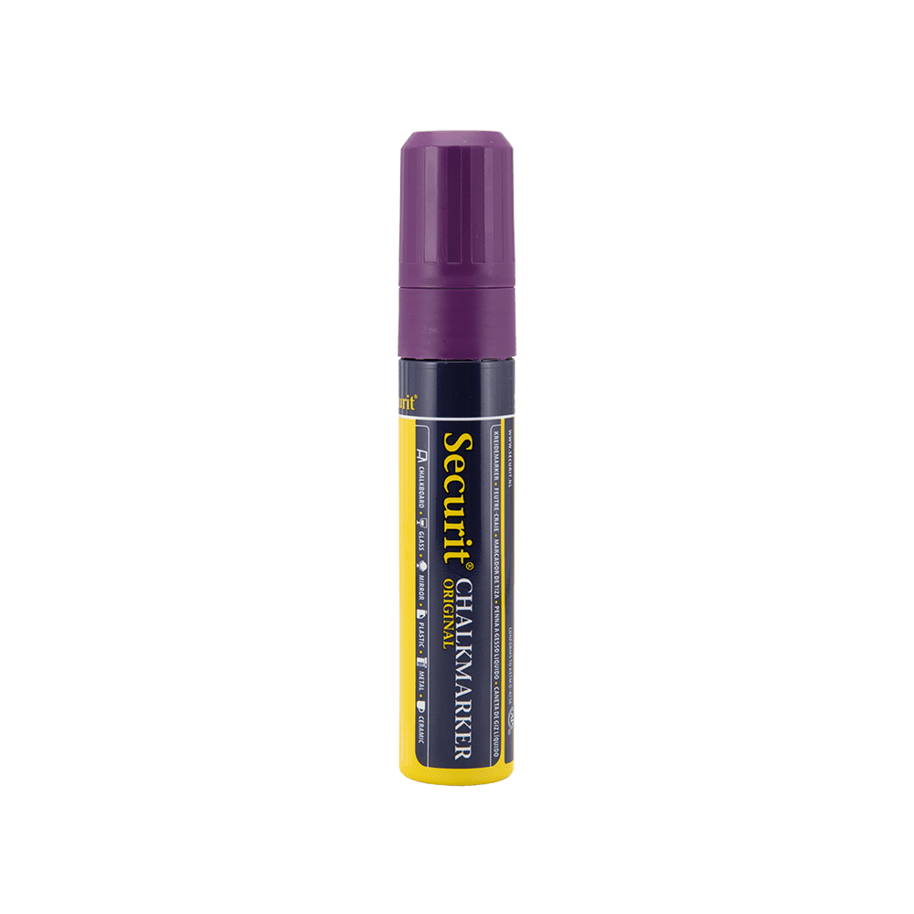 dicker Kreidemarker violette mit 7-15mm Strichbreite und Schreibfarbe violett, Kreidemarker Kreidestift Securit in Violett für Beschriftung von Kreidetafeln und Kundenstopper