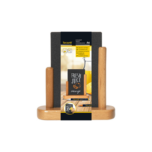 DIN A6 Tischtafel Holz mit Kreidetafel zum Beschriften mit Kreidemarker Securit, Hellbraune Tischkreidetafel Securit A6 günstig kaufen