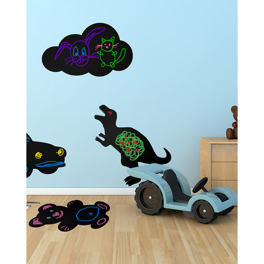 Dinosaurier Kreidetafel Silhouette zum bemalen mit Kreide im Spielzimmer