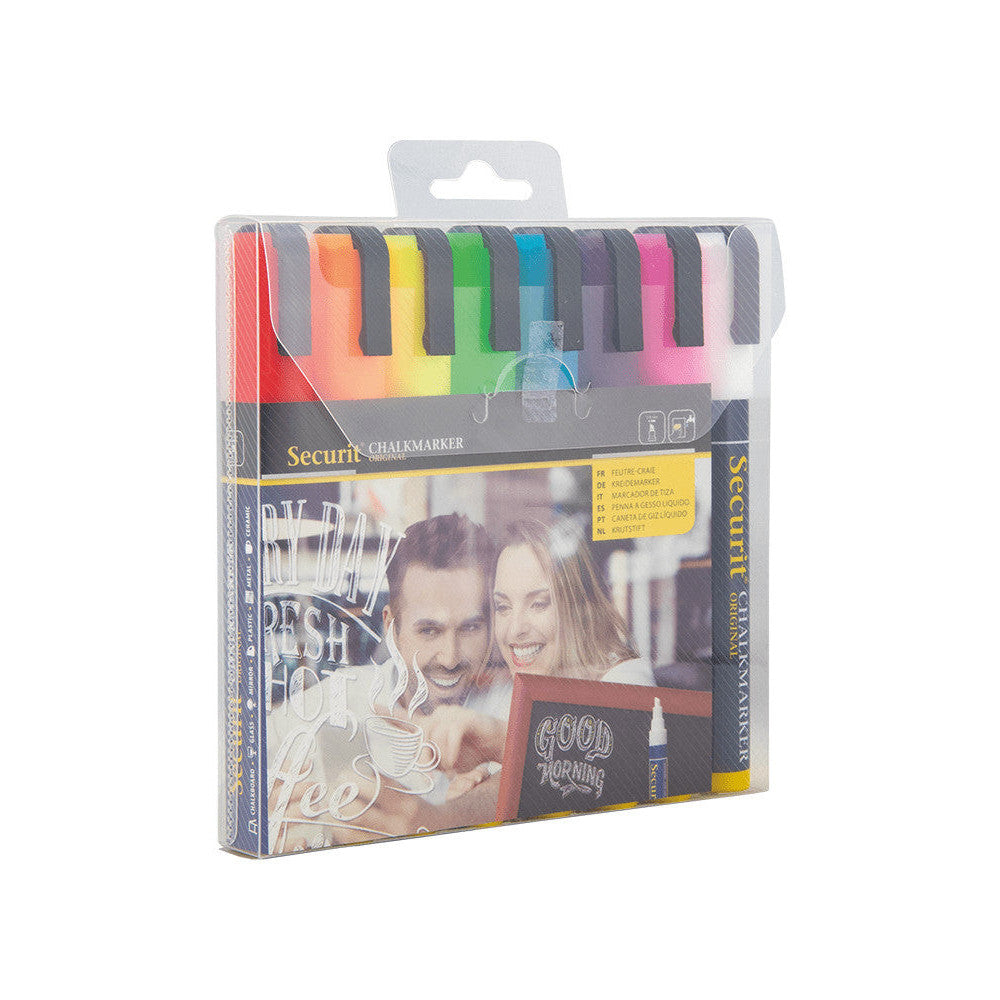 farbige Kreidemarker Securit 8er Set, Kreidemarker 6mm für das Beschriften von Kundenstopper und Keidetafeln