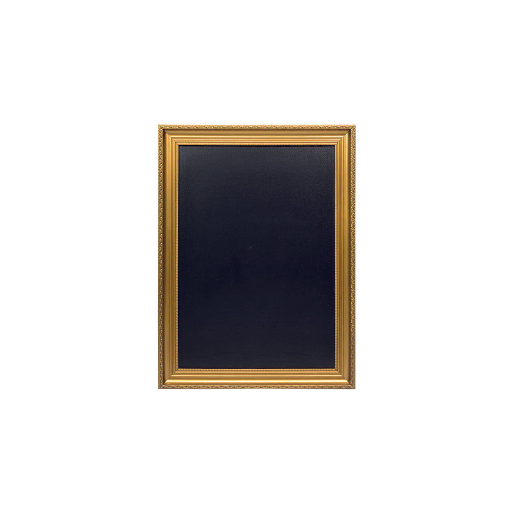 Goldene Kreidetafel 65x85cm mit schwarzer Kreidefläche, Wandtafel mit goldenem Holzrahmen
