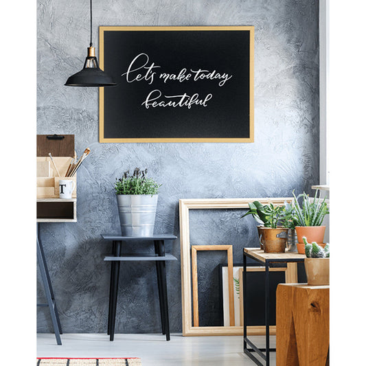 hellbraune Kreidetafel mit Rahmen und beschriftbarer Kreidetafel Fläche, Kreidetafel mit Holzrahmen 70x90cm zum Aufhängen an der Wand