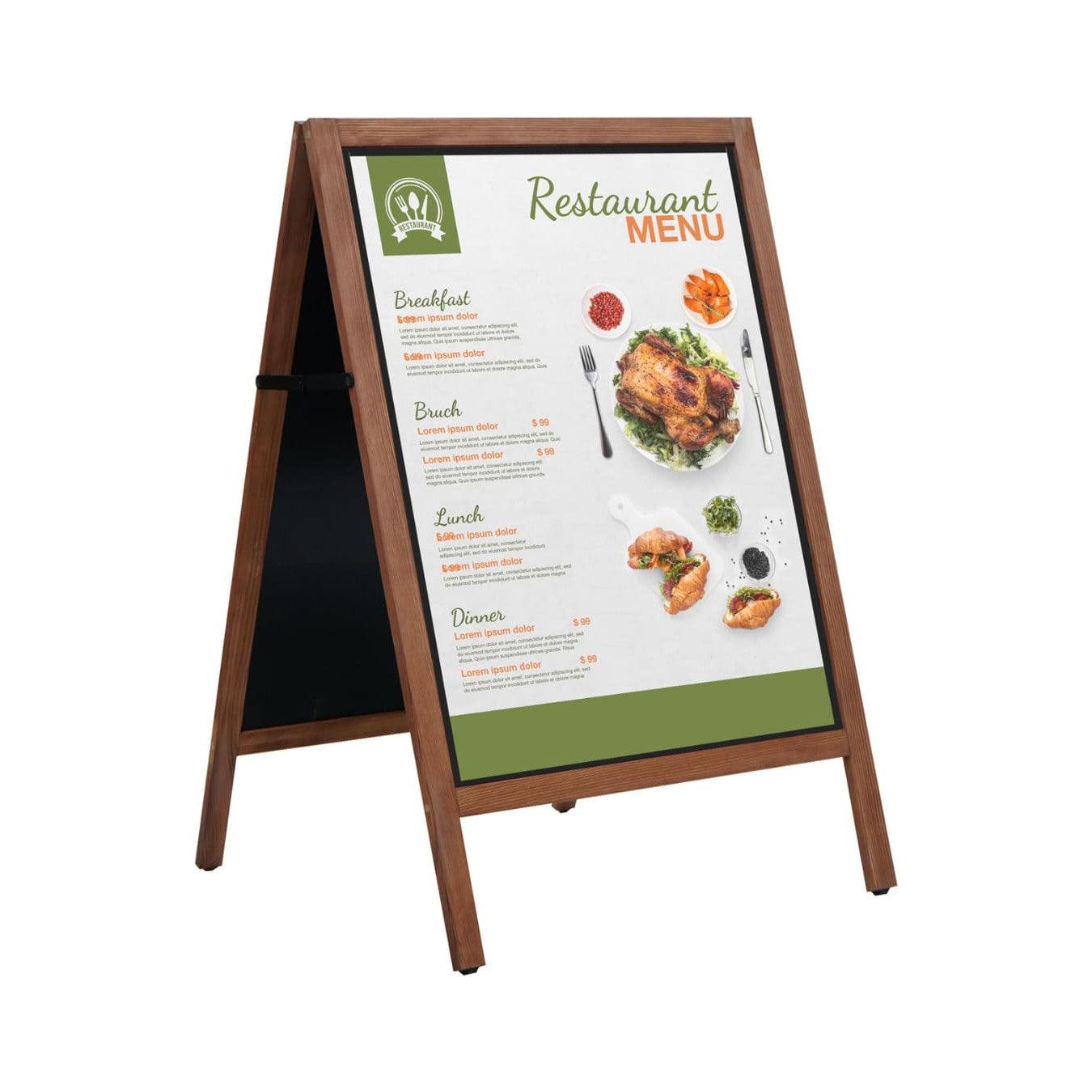 Holz Kundenstopper braun mit Poster