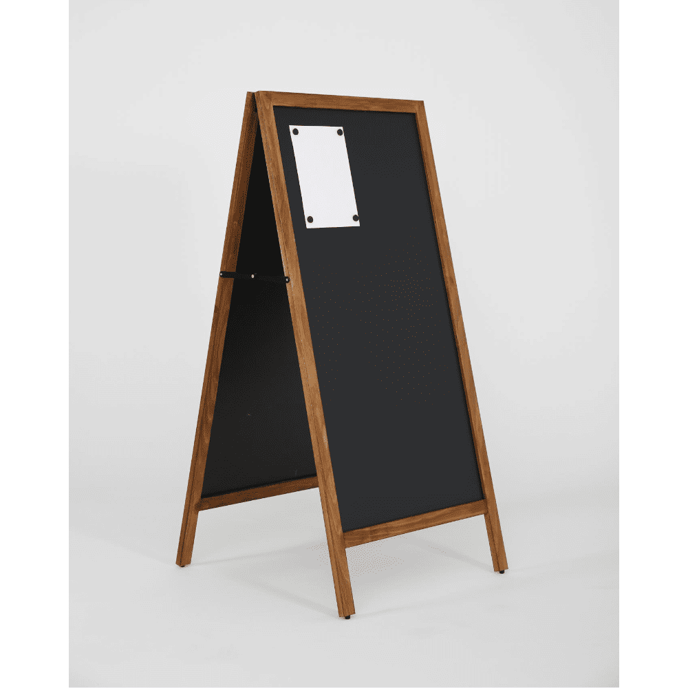 Holz Kundenstopper mit magnetischer Kreidetafel