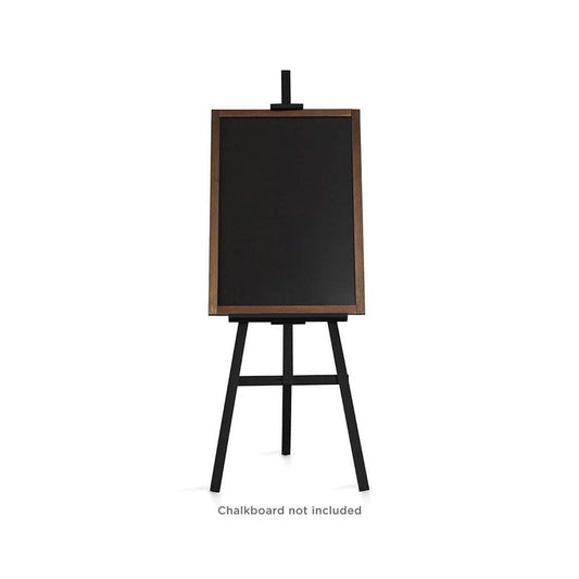 Holz Staffelei Schwarz abgebildet mit dunkelbrauner Kreidetafel