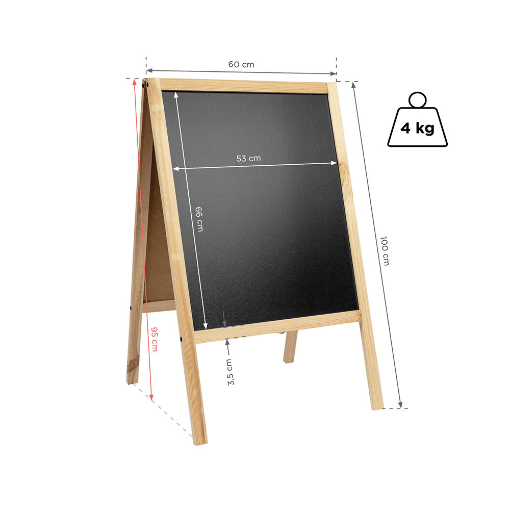 Holzaufsteller mit Kreidetafel 60x10cm