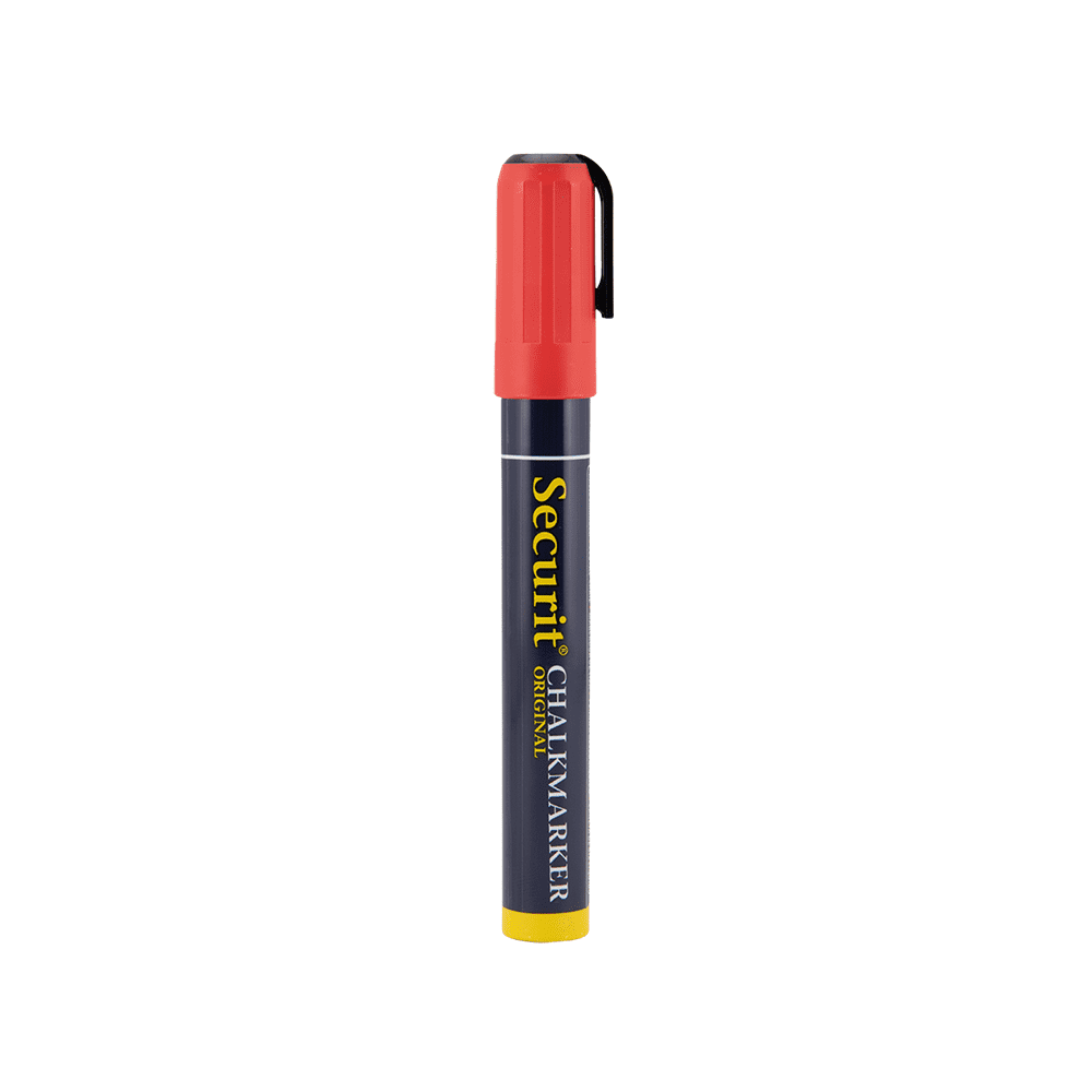 Kreidemarker rot für das Beschriften von Kreidetafeln und Wandtafeln, rote Kreidestifte 2-6mm Kreidespitze, Securit Kreidemarker rot