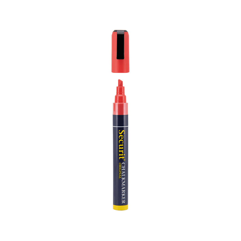 Kreidemarker rot Securit für das Beschriften von Kreidetafeln und Wandtafeln, rote Kreidestifte 2-6mm Kreidespitze, Securit Kreidemarker rot