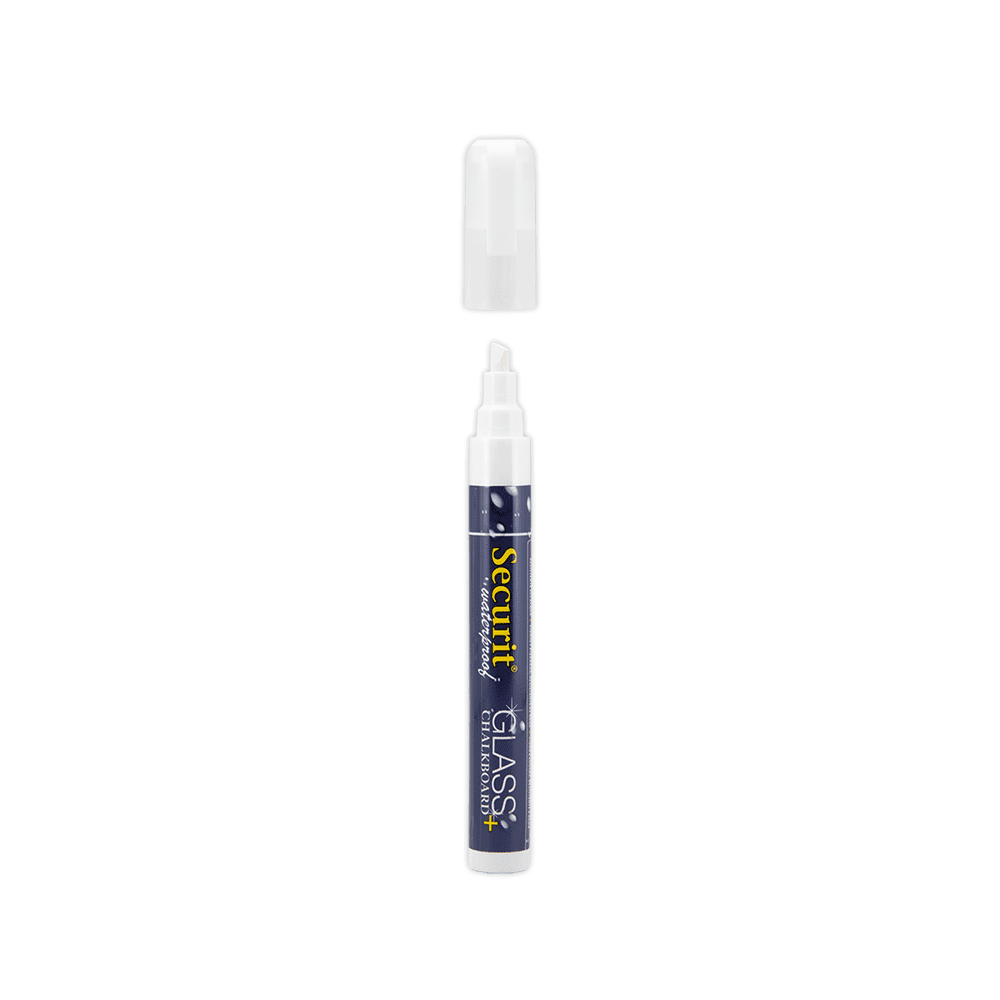 Kreidemarker wasserfest weiss für die Beschriftung von Kreidetafeln Kundenstopper, weisser Kreidestift wasserfest 2-6mm Strichbreite Marke Securit