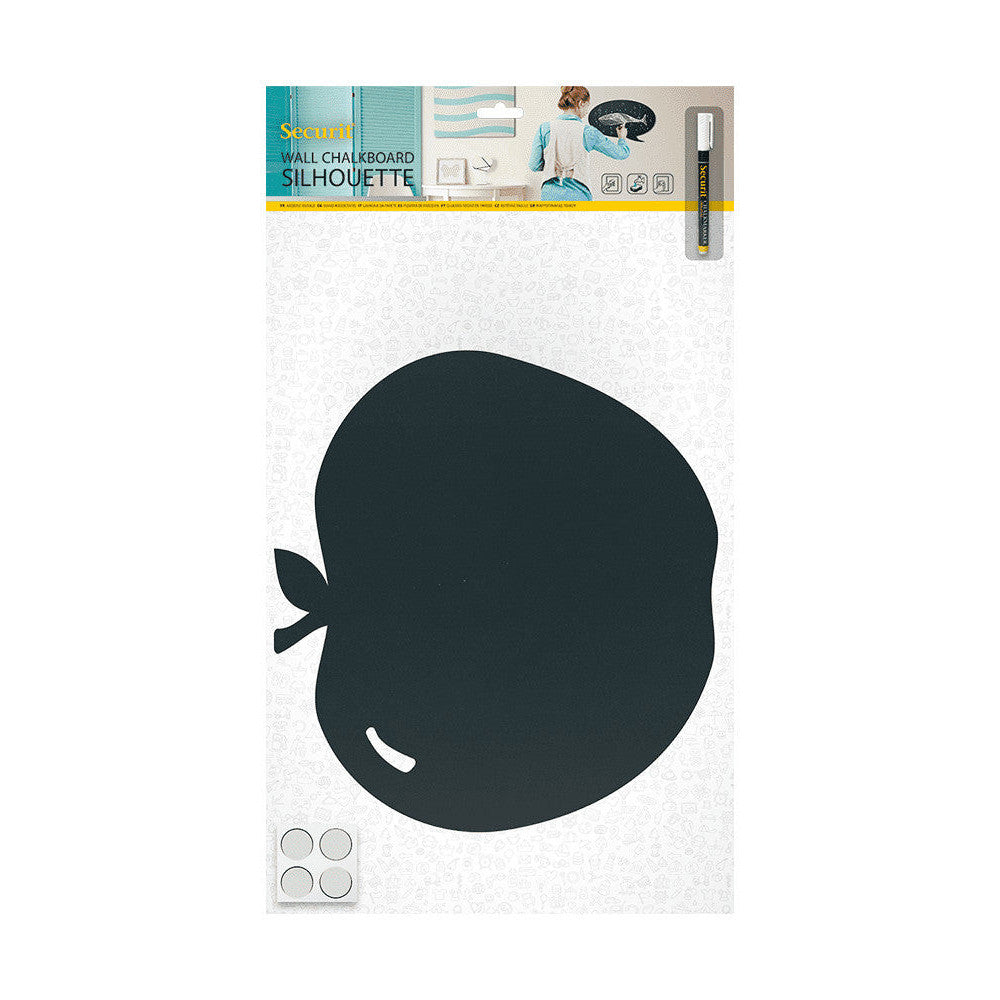 Kreidetafel Apfelform Silhouette inklusive Kreidestift und Wandmontageset