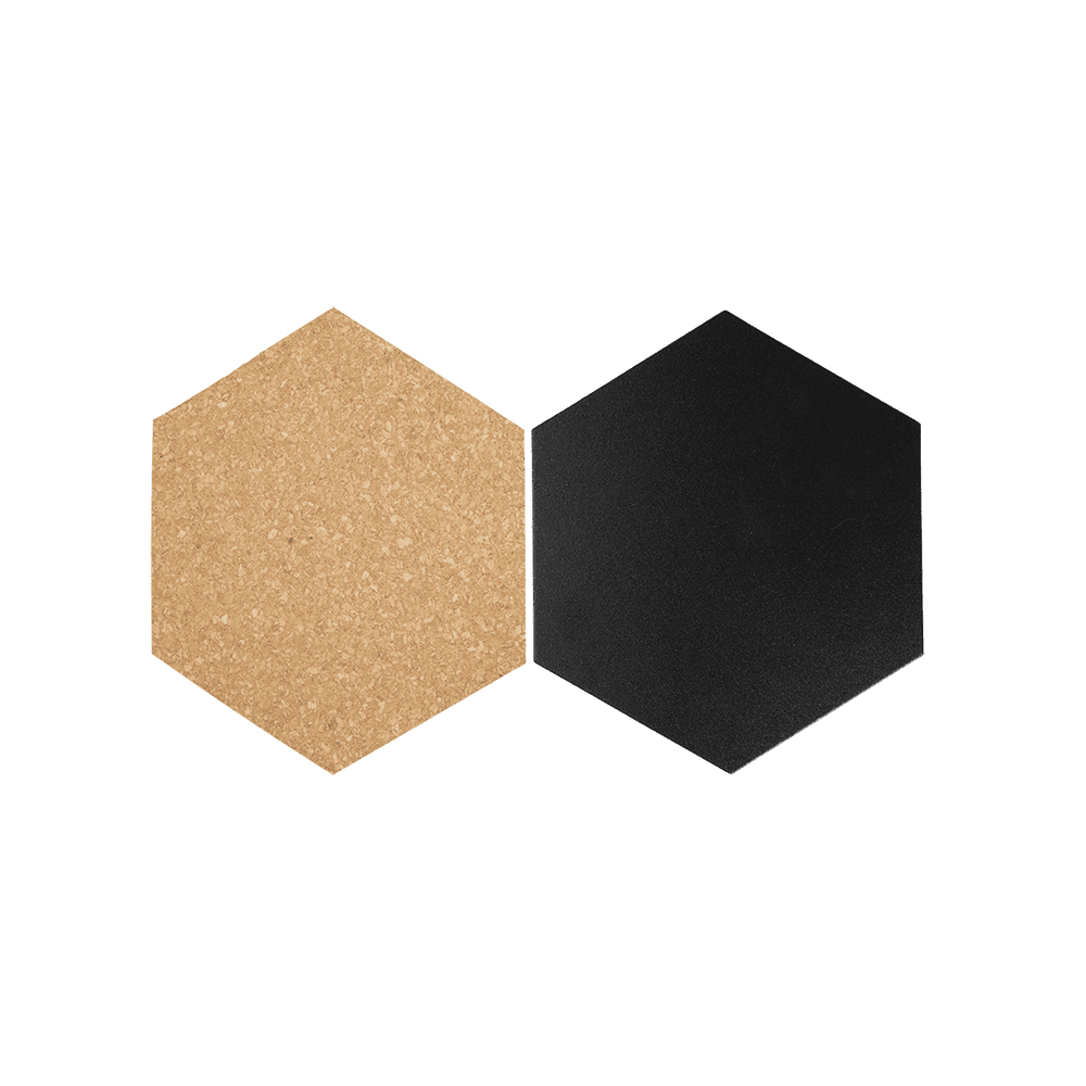 Kreidetafel Hexagon Form Silhouette schwarz + Korktafeln Securit