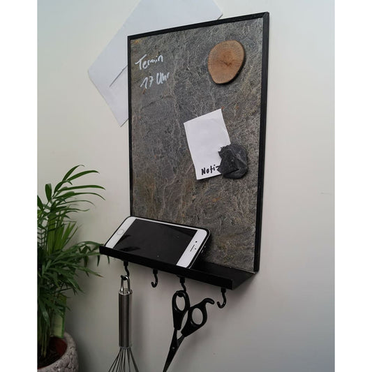 Kreidetafel magnetisch mit Ablage für Kreide und Handy, Küchen Notiztafel magnetisch mit Ablage