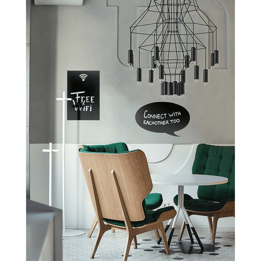 Kreidetafel Sprechblase aufgehängt Zuhause beschriftet mit Kreidemarker weiss Securit, Securit Silhouette Sprechblase