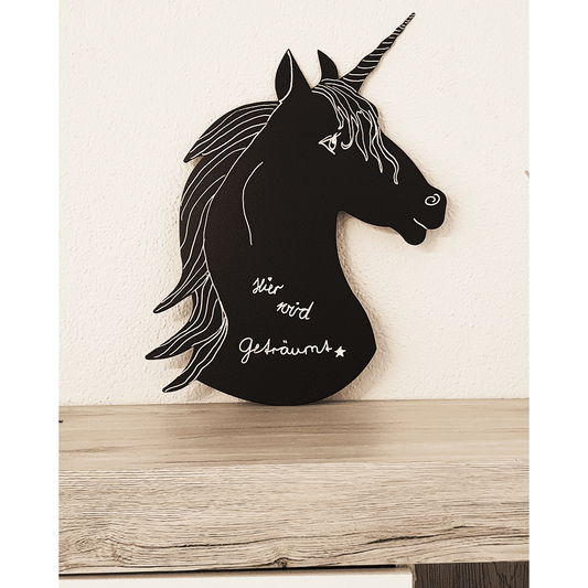 Kreidetafel Unicorn beschriftet mit Securit Kreidemarker weiss 1-2mm