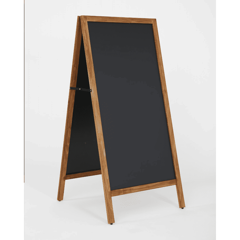 Kundenstopper mit Holzrahmen und Kreidetafel magnetisch, 145x67cm