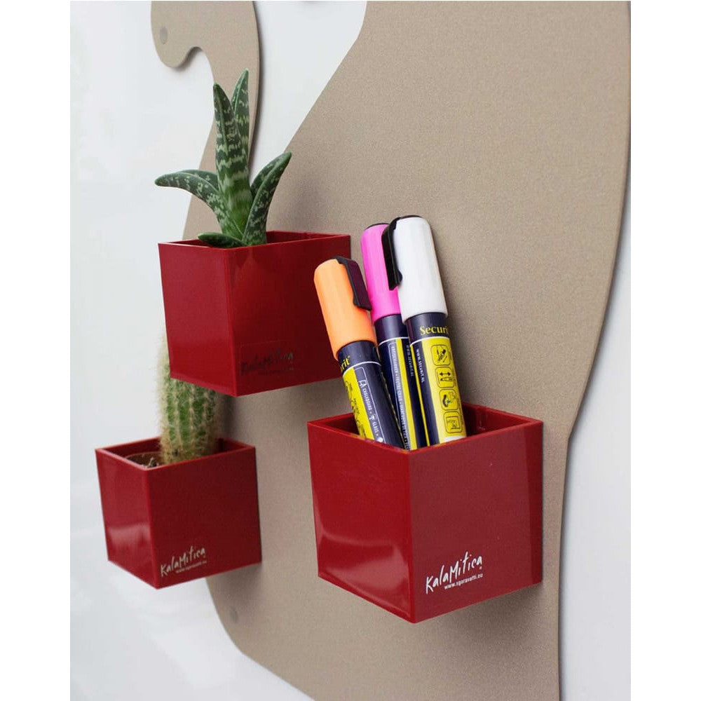 Magnetische Blumentöpfe Würfelbehälter rot Kalamitica 6cm
