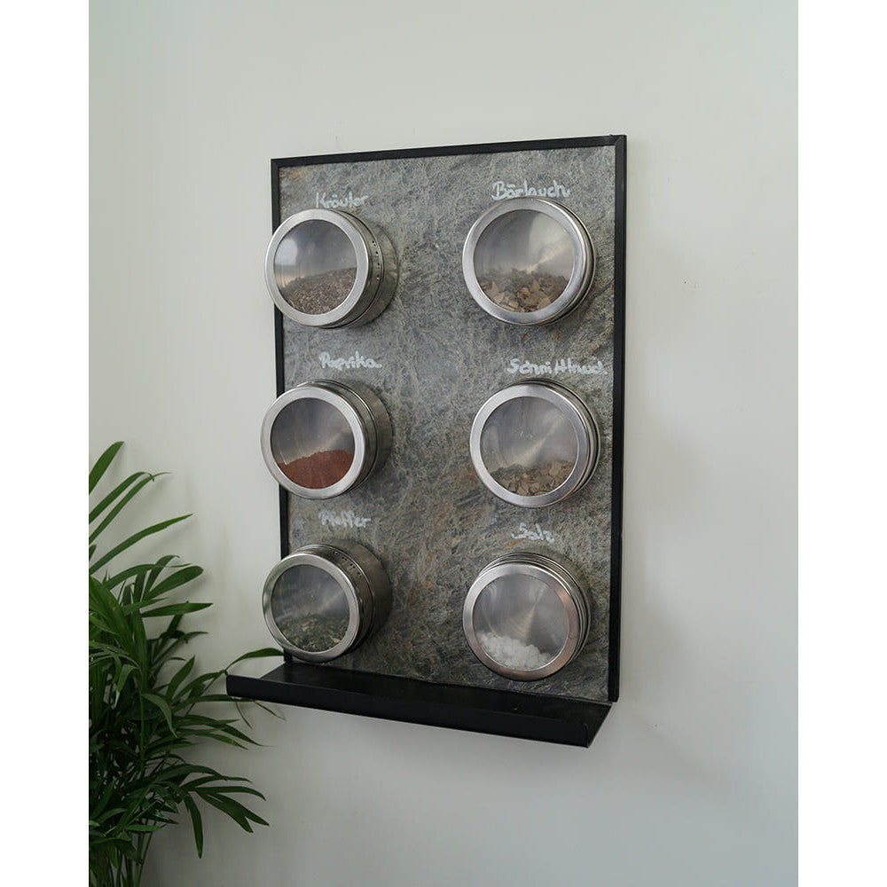 Magnetische Kreidetafel aus Schiefer mit Ablage für Kreide, Küchen Wandtafel magnetisch Schiefer Burning Forest