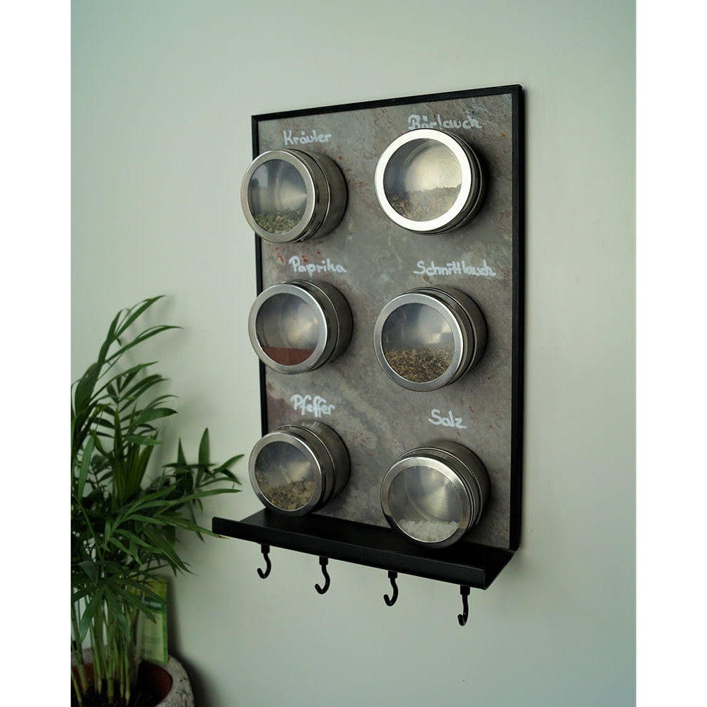 magnetische Wandtafel Schiefer Purple Grey mit Ablage für Kreide und magnetischen Gewürzen