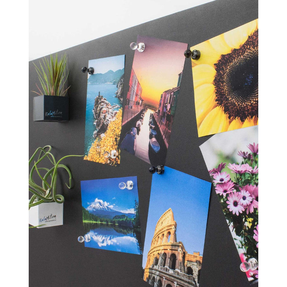 Magnettafel mit Fotos und Kegelmagnete