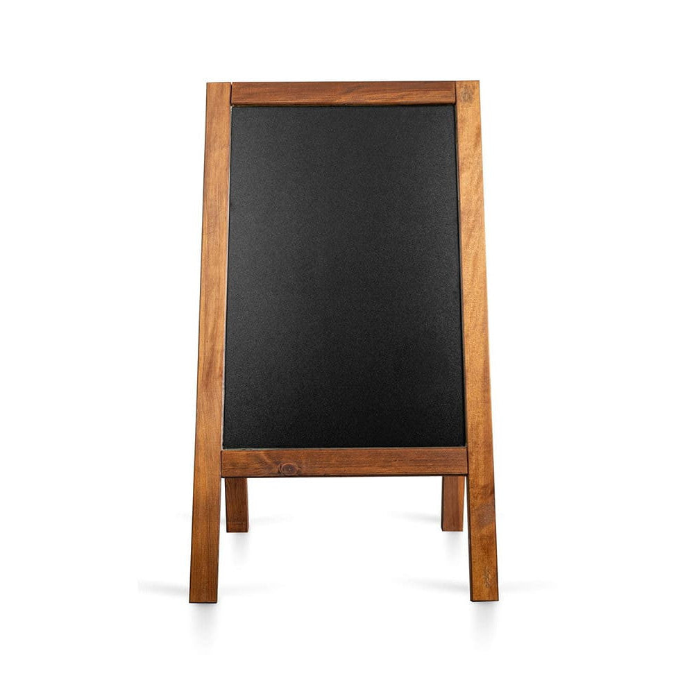 Massiver Kundenstopper aus Holz mit beschriftbarer Kreidetafel Outdoor