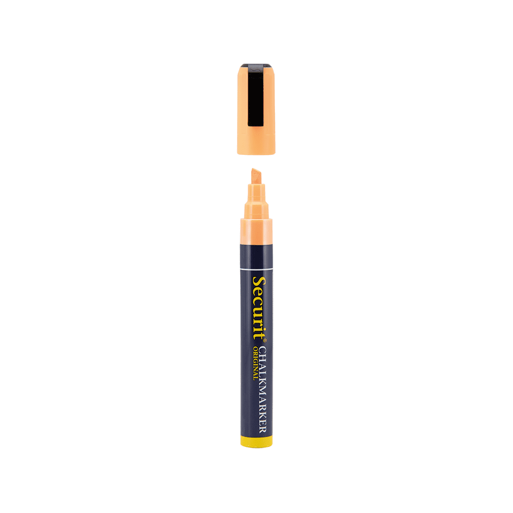Oranger Kreidemarker für die Beschriftung von Gastro Kreidetafeln, 2-6mm Kreidestift von der Marke Securit in Orange