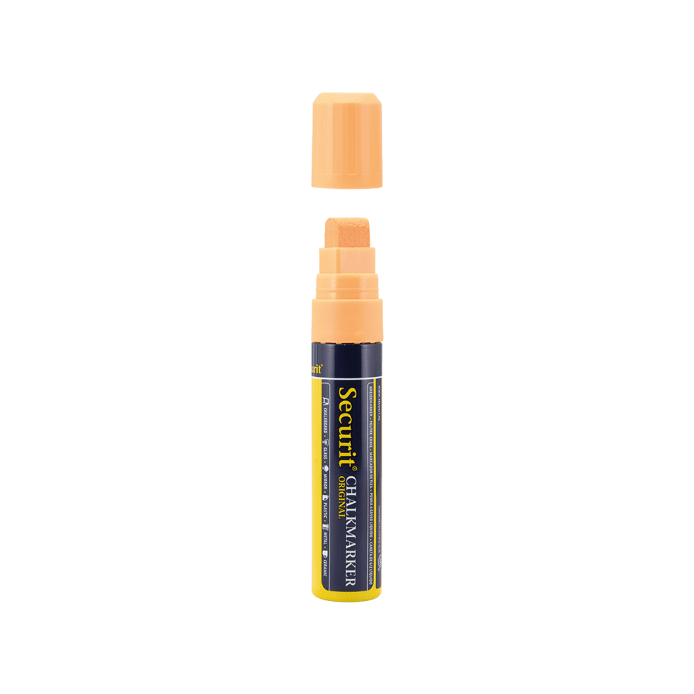 Oranger Kreidemarker mit 7-15mm Schreibdicke, Tropischer Kreidestift in Orange für die Beschriftung von Kreidetafeln und Kundenstopper, dicker Kreidemarker orange 7-15mm
