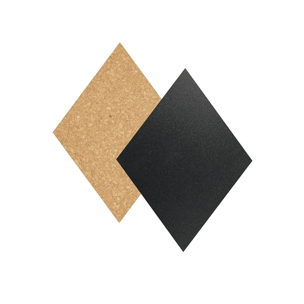 rahmenlose Wandkreidetafel in Diamantenform im 7er Set, 4x Kreidetafel Diamant und 3x Korktafelen Diamant zum Vernwenden mit Pinnadeln